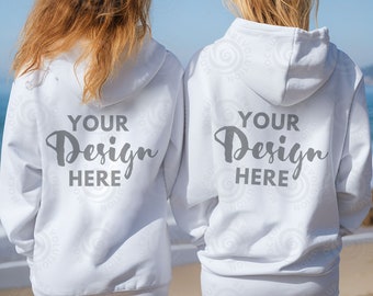Gildan 18500 Mockup Back of 18500 Mockup Backside Mockup 18500 White Hoodie Mockup Back Mockup Hoodie Model Friends Hoodie Beach Mockup Boho