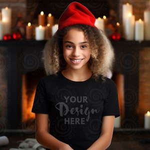 Gildan 5000b Mockup Black Gildan 5000B Youth Girl Tshirt Mockup Kids T-shirt Mock Up t shirt Children Gildan 5000B Black Girl Shirt Mock Ups
