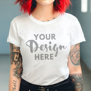 Gildan 5000 Mockup White Tshirt Mockup 5000 White Mockup Model Gildan Shirt White Unisex Tee Mock White T-Shirt Mock Female Model Mocks