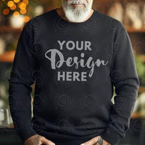 Gildan 18000 Black Mockup Male Gildan Sweater Mockup Fall Sweatshirt Mens Model Mockup Unisex Heavy Blend Sweatshirt Gildan 18000 Man Mock