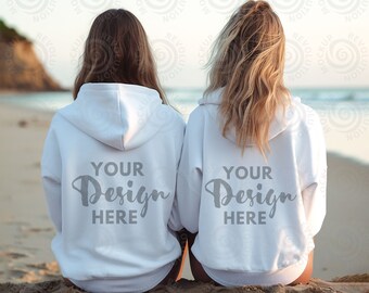 Gildan 18500 Mockup Back of 18500 Mockup Backside Mockup 18500 White Hoodie Mockup Back Mockup Hoodie Model Friends Hoodie Beach Mockup Boho