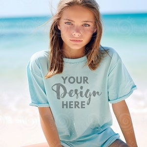 Comfort Colors C9018 Youth Island Reef Comfort Colors Shirt Mockup Girl Model Mockup Girls Toddler Shirt Mock up Kids Youth Mockup Outdoor