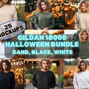 Gildan 18000 Halloween Mockup Bundle 18000 Sweater Bundle Fall Gildan Model Mockups Halloween Sweatshirt Mockup Sweater Mockup Gildan 18000