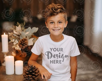 Kids Bella Canvas 3001 White Kids Shirt Mockup Girls T-Shirt Mock up Kids Bella Canvas 3001T Halloween Mockup Toddler Tshirt Mock Ups Fall
