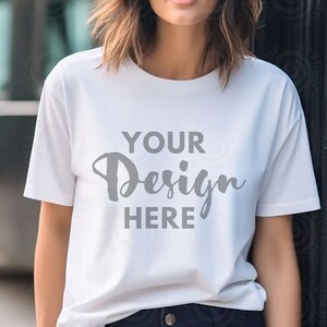 White Bella Canvas 3001 Mockup White T-Shirt Mockup Female Model Mockup Bella Canvas Mockup Woman 3001 T-shirt Mock up Lifestyle Mockup