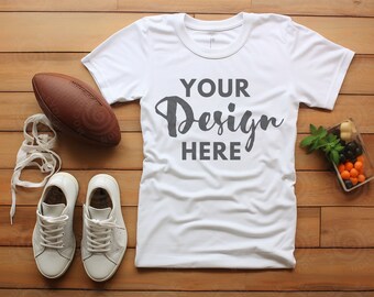 White flat lay T shirt Mock up Gildan Flatlay Mockup White Gildan 5000 Tshirt Mockup White T-Shirt Flat Lay lifestyle mock up Football mom