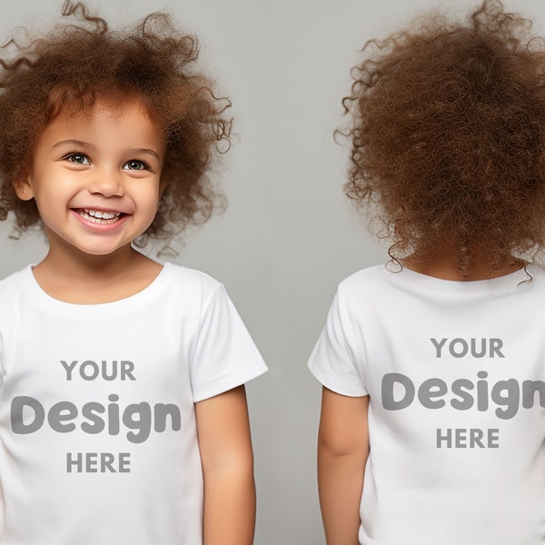 Bella Canvas 3001T Mockup Front and Back Mockup 3001T White Kids Tee Mockup Toddler Tshirt Mockup 3001T Mockup White Back and Front T shirt