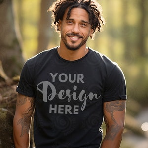 Gildan 5000 Mens Mockup Black Tshirt Mockup Gildan 5000 black mockup Unisex Tee Mock Gildan Male Model Mockup Gildan Shirt 5000 Outdoor