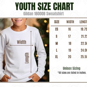 Gildan 18000B Size Chart Gildan 18000B Mockup Gildan Youth Sweatshirt Size Chart Gildan Kids Size Chart Youth sweatshirt size guide 18000