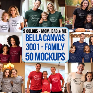 Family Mockup Tshirt Bella Canvas 3001 Mockup Bundle Family Model Mockup Bella Canvas 3001 and 3001T Family Matching Shirts Mom and Me Shirt