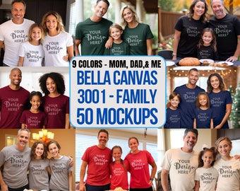 Family Mockup Tshirt Bella Canvas 3001 Mockup Bundle Family Model Mockup Bella Canvas 3001 and 3001T Family Matching Shirts Mom and Me Shirt