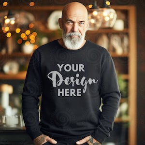 Gildan 18000 Black Mockup Male Gildan Sweater Mockup Fall Sweatshirt Mens Model Mockup Unisex Heavy Blend Sweatshirt Gildan 18000 Man Mock