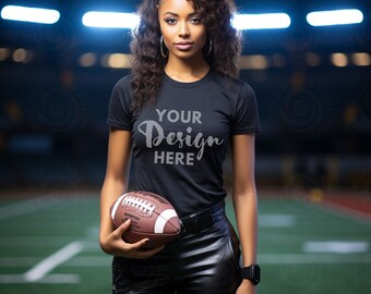 Black Bella Canvas 3001, Bella Canvas Black, football mock, Football Mockup, Fall MockUp, Football Shirt Mockup, Summer Mockup, Football Mom