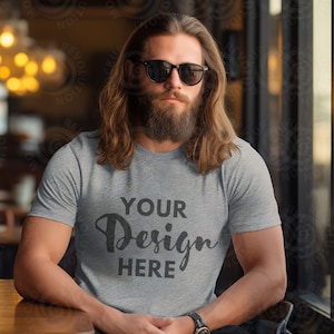 Athletic Heather Bella Canvas 3001 Bella Canvas 3001 Athletic Heather Gray Shirt Mock Men T-shirt Mockup Model Mock Grey T-Shirt Mock up