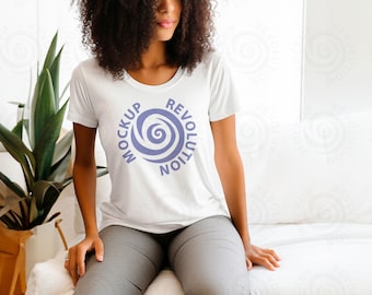 Comfort Colors C1717 White Shirt Mockup White c1717 Tshirt Mockup White TShirt Model Mockup Comfort Colors Shirt Mockup Trendy mock female