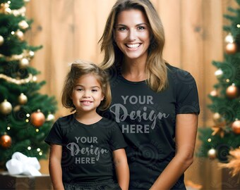 Bella Canvas 3001 Black Mockup Mamá y yo Mock Ups Navidad Mamá y yo Camisa Mock up Niños Bella Mamá Hija Mockups Niños Camiseta Mock