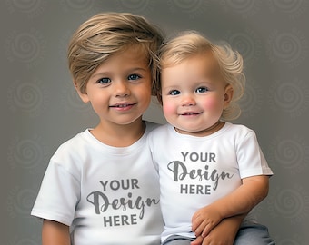 Bella Canvas 3001T Mockup Weiß Big Brother Ankündigung T-Shirt Mockup Kleinkind Tshirt Mockup Kinder Baby Ankündigung Mockup Geschwister Passende