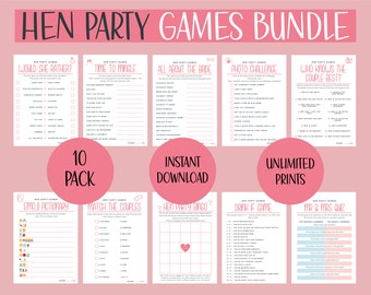 Hen Party Games Bundle: 10 Printable Activities (Digital Download)
