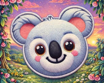 Koala Bear Patch Printed Embroidered Iron-on/Sew-on Applique for Backpack Clothing Denim Jeans Jacket Wild Animals, Outdoor Nature, Cute
