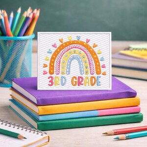 3rd Grade Rainbow Patch/Iron-on Patch/Teacher Gift/Kids Backpack/Embroidered Sew-on Applique for Book Bag Backpack Clothing Vest/Jacket