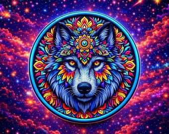 Wolf Patch/Iron-on Patch/Mandala Style/Wild Animal Badge, Coyote, Wolf, Bear/Sew-on Applique for Backpacks Clothing Jeans Jackets/Vest