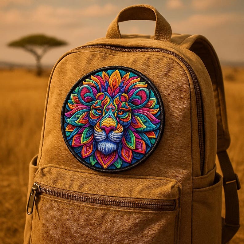 Lion Patch/Iron-on Patch/Mandala Style/Wild Animal Badge, Africa African Wildlife/Sew-on Applique for Backpacks Clothing Jeans Jackets/Vest image 3