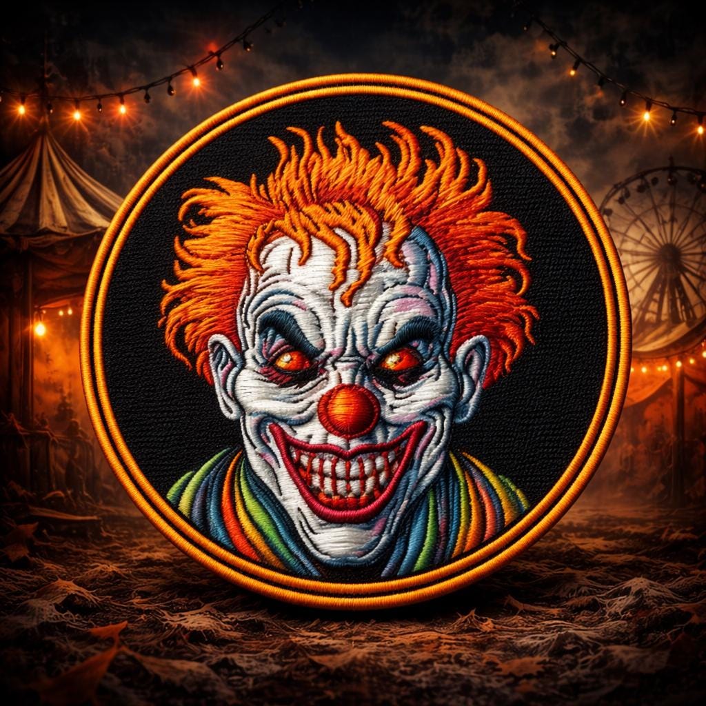 Toppa da clown spaventoso/Toppa da stirare/Costume di Halloween/Spettrale e spaventoso/Toppe per bambini/Applicazione da cucire per gilet/giacca - Italia