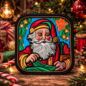 Santa Christmas Patch Printed Embroidered Iron-on/Sew-on Applique for Backpack Clothing Jeans Jacket Vest, Rudolph, Snowman, Gifts, Kids