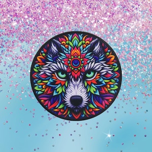 Wolf Mandala Patch Printed Embroidered Base Iron-on/Sew-on Applique Backpack Clothing Jeans Jacket, Wild Animal Badge, Coyote, Fox, Bear