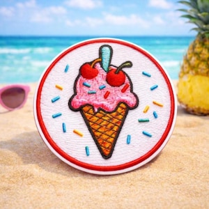 Eiswaffel Aufnäher Gedruckt Gestickt Aufnäher zum aufnähen / Aufbügeln Applikation für Rucksack Kleidung Jeans Jacke Weste Windeltasche