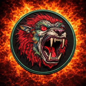 Mutated Lion Patch Embroidered Printed Iron-on/Sew-on Applique for Backpack Clothing Jeans Jacket Vest, Halloween Costume, Zombie Big Cat