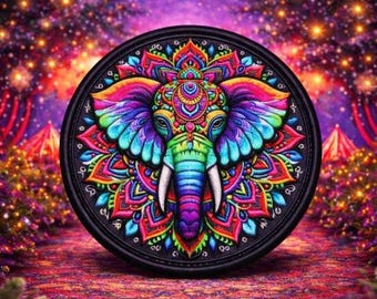 Toppa a forma di elefante/Toppa termoadesiva/Stile mandala/Distintivo di animali selvatici, coyote, lupo, orso/Applicazione da cucire per zaini, abbigliamento, jeans, giacche/gilet