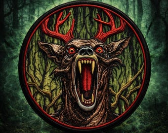 Zombie Deer Patch/Iron-On Patch/Halloween Costume/Spooky & Scary/Horror Patches/Sew-on Applique for Clothing Vest/Jacket