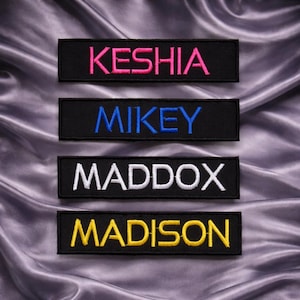 Toppa personalizzata con il tuo nome, targhetta ricamata termoadesiva per borsa fasciatoio, zaino, giacca, abbigliamento, uniforme, gilet, distintivo, emblema