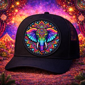 Elephant Patch/Iron-on Patch/Mandala Style/Wild Animal Badge, Coyote, Wolf, Bear/Sew-on Applique for Backpacks Clothing Jeans Jackets/Vest image 2