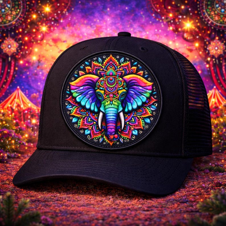 Elephant Patch/Iron-on Patch/Mandala Style/Wild Animal Badge, Coyote, Wolf, Bear/Sew-on Applique for Backpacks Clothing Jeans Jackets/Vest image 2