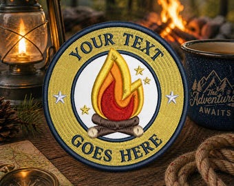 Personalized Campfire Patch/Iron-On Patch/Nature Merit Badge/Camping & Hiking/Embroidered Sew-on Applique for Clothing Vest/Jacket Backpack