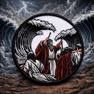 Moses Parting the Red Sea Patch Printed Embroidered Iron-on/Sew-on Applique for Backpack Clothing Jeans Jacket Vest, Bible Stories, Religion