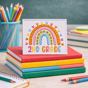 2nd Grade Rainbow Patch/Iron-on Patch/Teacher Gift/Kids Backpack/Embroidered Sew-on Applique for Book Bag Backpack Clothing Vest/Jacket
