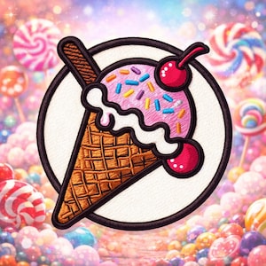 Patch IJshoorntje Bedrukt Geborduurd Opstrijk-/naaiwerk Appliqué voor rugzak Kleding Jeansjack Vest Luiertas, hagelslag, kersen