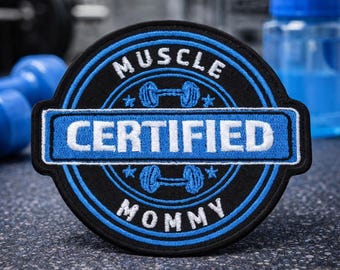 Toppa Certified Muscle Mommy/Toppa termoadesiva/Regalo per allenamento e palestra/Applicazione ricamata da cucire per abbigliamento, gilet, giacca, borsa per pannolini, cappelli, zaino