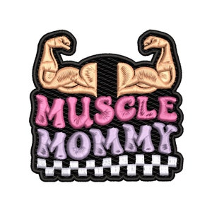 Patch Mommy Muscle flexible, appliqué thermocollant brodé pour sac à langer Sac à dos Vêtements Veste en jean Veste en jean en jean Gilet, entraînement, salle de sport