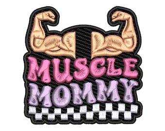 Flexing Muscle Mommy Patch, Embroidered Iron-on Applique for Diaper Bag Backpack Clothing Jeans Jacket Denim Jeans Vest, Workout, Gym