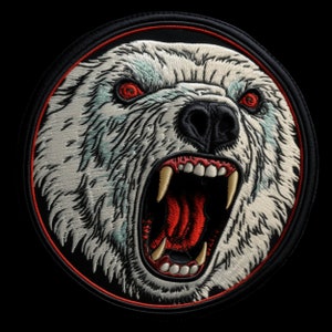 Polar Bear Patch Embroidered Printed Iron-on/Sew-on Applique for Backpack Clothing Jeans Jacket Vest, Halloween Costume, Zombie Mutated