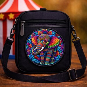 Elephant Patch/Iron-on Patch/Mandala Style/Wild Animal Badge, Africa African Wildlife/Sew-on Applique for Backpack Clothes Jeans Jacket/Vest image 3