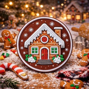 Gingerbread House Patch/Iron-on Patch/Festive Christmas Patches/Kids Gift/Sew-on Applique for Stockings Backpack Clothing Jeans Jacket
