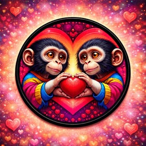 Affe Aufnäher/Romanze & Verliebt Geschenk/Valentinstag/Affe gestickt Aufnäher für Kleidung Weste/Jacke Rucksack