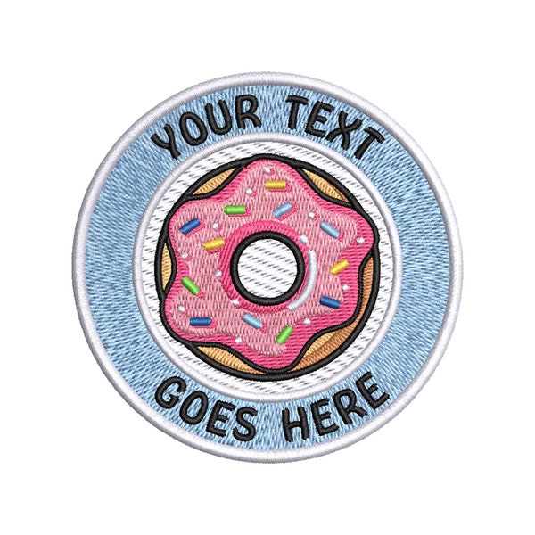 Personalized Donut Patch, Embroidered Iron-on Applique for Diaper Bag Backpack Clothing Jeans Jacket Vest, Funny, Colorful, Creative, Custom