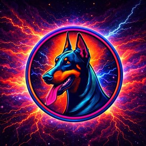 Doberman Patch Printed Embroidered Base Iron-on/Sew-on Applique for Backpack Clothing Denim Jeans Jacket, Dog Puppy K9 Canine Neon Colorful