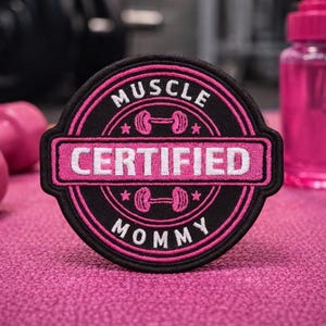 Parche de mamá musculosa certificada/parche termoadhesivo/humor de mamá entrenando/aplicación bordada para coser para bolso de pañales, mochila, ropa, jeans y chaqueta